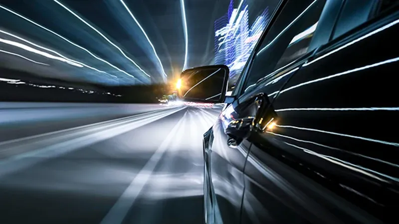 Car being driven on a highway