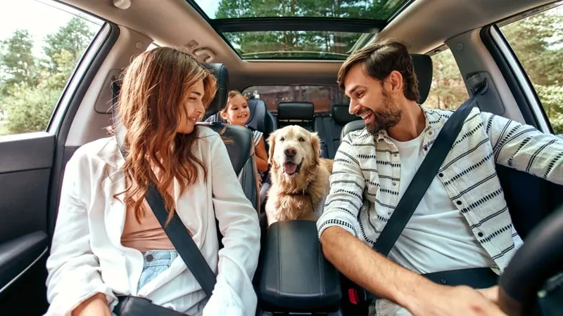 Family in their car