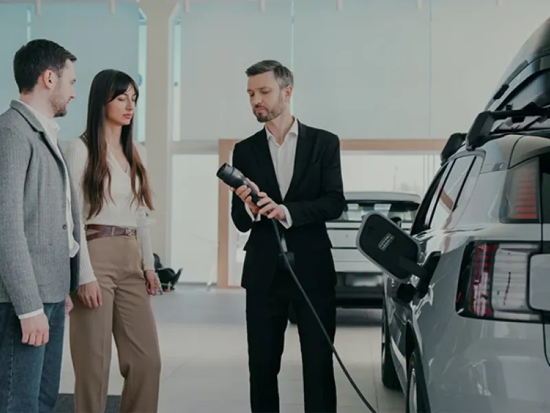 Demonstrating how to use an EV charger